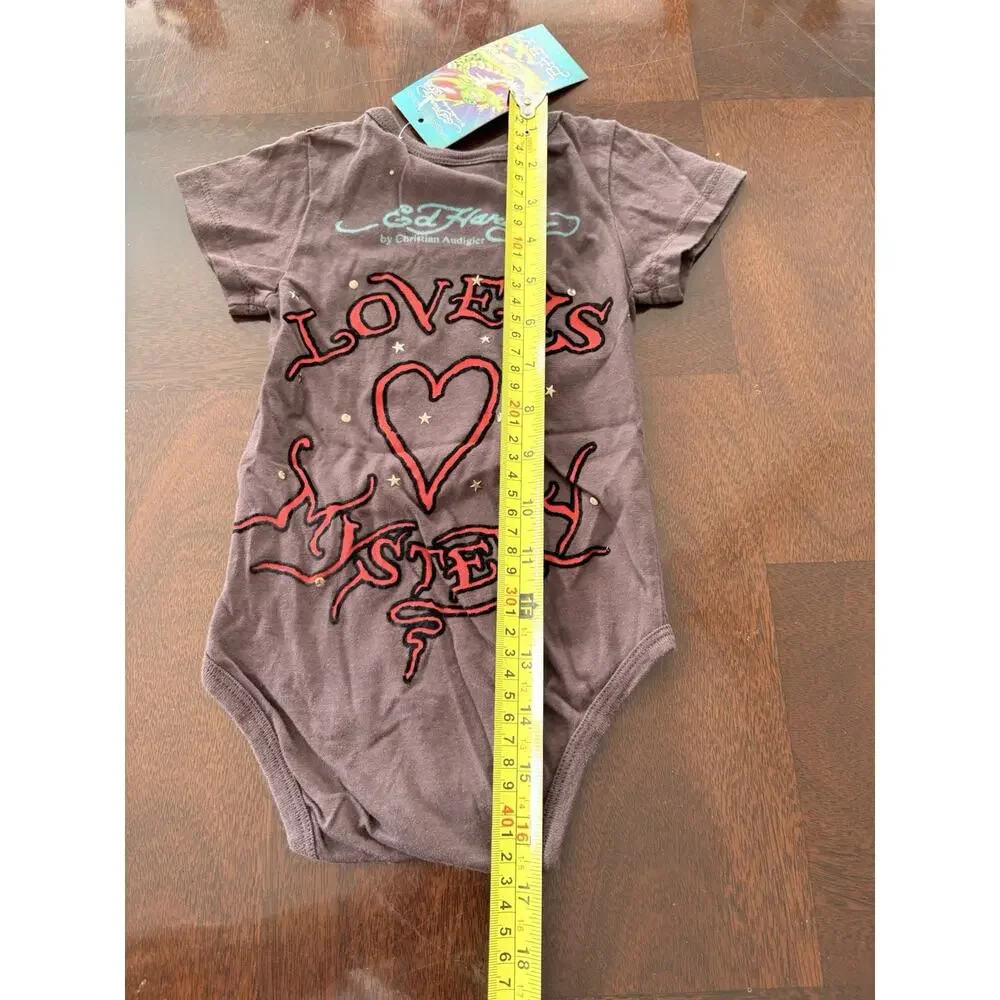 Ed Hardy Vintage 9/12 Months Romper Love Is Mystery Panther Roses